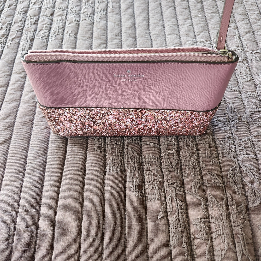Kate Spade Pink and Glitter Cosmetic Case